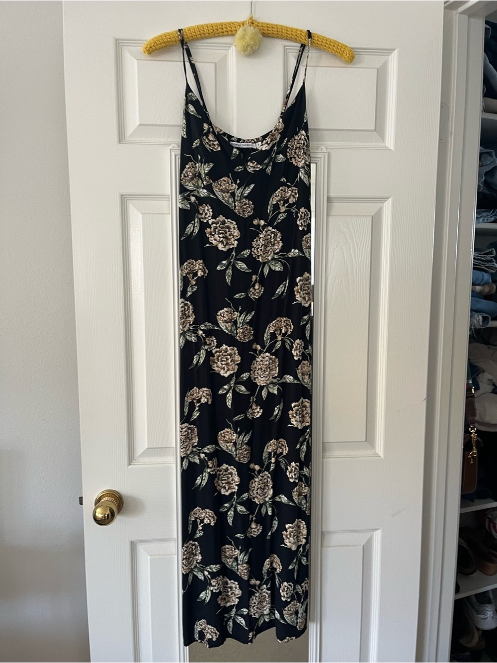 Faithfull the Brand Black Floral Slip Maxi Dress